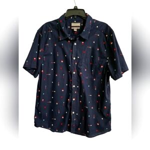 Falls Creek Mens Red White And Blue No Tuck Button Down Casual Shirt XL